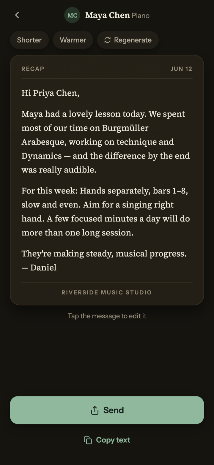 A recap in dark mode